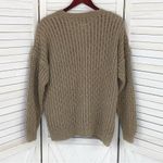 EXPRESS 90s Vintage Hand Knit Oversized Chunky Sweater Tan Taupe Medium V Neck Photo 7
