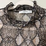 Wild Love large pullover sheer snakeskin long sleeve cropped top elastic waist Brown Photo 5