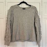 1. State  grey fringe sweater size small Photo 2