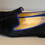 Cole Haan Classic black suede heavy royal blue grosgrain ribbon trim Flat 9.5 Photo 0