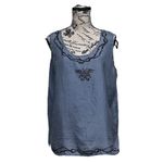 Vintage Croquet Club Silk Blouse Blue Women’s L Coquette Cottagecore Romantic Size L Photo 1