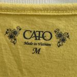 Cato  Bright Yellow Floral Crochet Lace Front T-Shirt Medium Hippie Photo 4