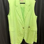 We The Free Green Light Lime Bright Young Things Linen Blazer Vest Large New Photo 10