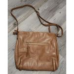 MMS Design Studio Women's Leather Zip Top Adjustable‎ Strap Shoulder Bag Brown Photo 3