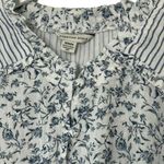 American Eagle Blue & White Stripe & Floral Print Button-Up Crop Top Sz Medium Photo 10