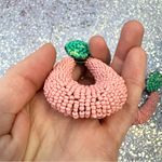 ZARA Like  Oversized Pink and Green Beaded Earrings Photo 8