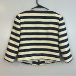 Halogen  Tweed Nautical Striped Navy Blue & Ivory Cropped Blazer Size 0 Photo 8