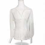 Guess Elegant White Blouse with Y2K Women's Amara Pleated-Sleeve Shirt Medium Photo 4