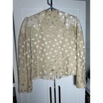 Vintage‎ Women’s Open Front Floral Satin Blazer Cream Ivory Size Small 4 Photo 5