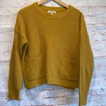 Madewell patch pocket pullover sweater mustard yellow small tight knit cotton S Photo 0
