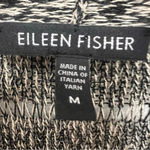 Eileen Fisher grey/black open weave linen & wool Italian yarn cardigan size M Photo 2