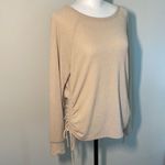 Six/Fifty Women's Pullover Knit Top Cinched Casual Long Sleeve Size Small Beige Tan Photo 1