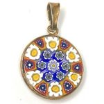 VTG 2225 VI Vincenza Italy Millefiori PENDANT For Necklace 925 Silver 20mm Round Photo 2