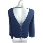 ZARA  Women's Blue Lace Up Open Back V-Neck Long Bell Sleeve Blouse Top Size S Photo 1