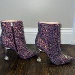 Nine West NEW Tonight Purple Glitter Heeled Ankle Boot Photo 3