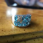 Natural Blue Apatite Sterling Silver Turtle Ring Size 5 Photo 1