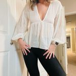 ZARA NWOT  white v neck baby doll long sleeve top / shirt/ blouse! Photo 10