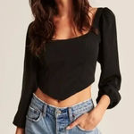 Abercrombie & Fitch  Sweetheart Long Sleeve Cropped Corset Top XS Black EUC Photo 0