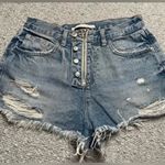 ZARA Womens Cutoff Denim Cheeky Summer Edgy Shorts Size 26 Photo 0