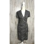Maeve Women's Gray Cinched Surplice‎ Faux Wrap Dress Size Small Knee Length Photo 2