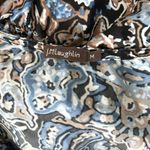 J McLaughlin Marea Wide Leg Jumpsuit Black Blue Paisley Print Silk Size Medium Photo 4