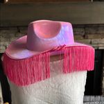 Vibrant Pink Western Hat with Fringe Trim Photo 5