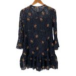 ZARA Romantic  Black Floral Embroidered Lace Bell Sleeve Dress Size Small Boho Photo 6