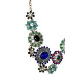 J. Crew HTF Statement Cluster Medallion‎ Gold Tone Necklace 22" Colorful Stones Photo 2