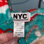 NYC Underground Fleece Hooded Adult Sleep Jumper Holiday Print Size Large Green Photo 2