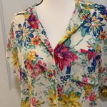 Lucca Couture  | Floral print button down open back top size medium Photo 4