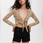 Aritzia Sunday Best Leopard Ballerina Long Sleeve Wrap Crop Top XS Photo 0