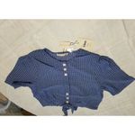 The East Order  ‘Mahlia’ Cobalt Blue Checked  Button Down Crop Top Size (L) Photo 1