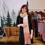 Handmade Extra-Long and Wide Pink, Cream, and Brown Crochet Scarf Photo 2