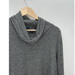 Karen Kane Sweater Womens Large Black Gray Striped Cowl Neck Pullover Side Slit Photo 3