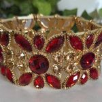 Statement Gold with Red and Gold Stones Bracelet Photo 0