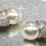 Freshwater Pearl Marcasite‎ Sterling Silver Earrings Pierced Bride Bridal Drop Photo 0