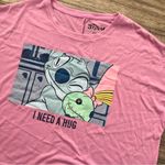 Disney  Stitch Angel Hugging '' I NEED A HUG''Crop T-Shirt PURPLE/PINK MEDIUM #18 Photo 4