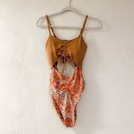 Power 2 Flower Cut Out One Piece Swimsuit in Gold Floral Medium Photo 1