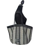 Bimba y Lola large‎ Plaited Shopper Tote Bag Black Woven Striped Beach Vacation Photo 0