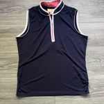 Sport Haley Navy Blue White Piping Sleeveless Quarter Zip Golf Tennis Top Size M Size M Photo 0