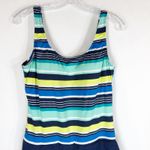 Clean Water XL Swimsuit Dress Blue Striped One Piece Skirted Briefs Bra 678 Photo 5