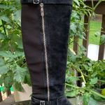 Ivanka Trump  Black Suede Buckles Knee High Stretchy Back Boots 9 Photo 1