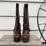 Stetson  Brown Strappy Leather round toe side zip riding cowgirl western boots Photo 4