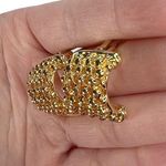 Vintage Gold Tone Boucle Textured Curved Clip On Earrings Photo 4