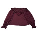 Loft shimmer dotted ruffle yoke mixed media top Photo 1