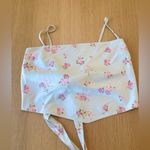 Revolve  Satin Floral Handkerchief Cami Top Light Blue Pink Size L Photo 1