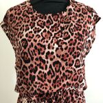 Three Eighty Two  Women's Leopard Print Dress Size S, Short Sleeve Mini Dress NWT Photo 2