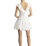 Monique Lhuillier ML Floral Organza Mini Drop Waist Ruched Party Dress 8 White Photo 1