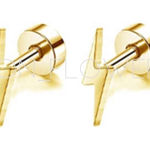 Tiny Gold Lightning Bolt Stud Earrings – 18k Gold Plated Stainless Steel Photo 0