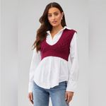 For Love & Lemons  Layton Burgundy Knit Sweater SET Vest & Skirt Set Small NWT Photo 3